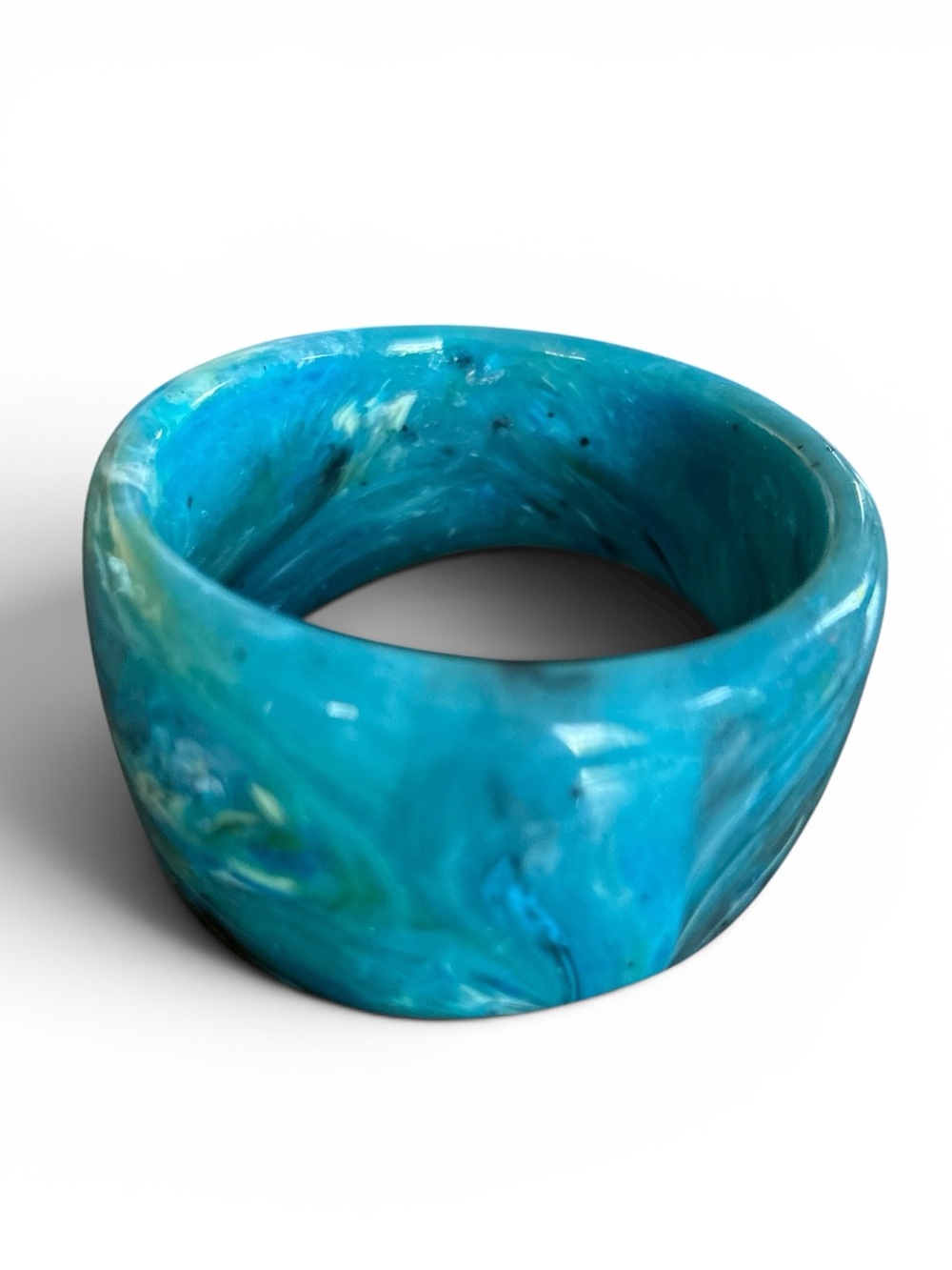 Turquoise, Tourmaline Resin Bangle Bracelet - Boutique - Picture 3 of 5